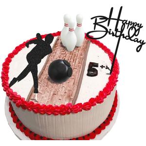 6PCS Bowling Cake Topper - Birthday Decoration with Bowling Players for Themed Party