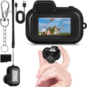 Mini Keychain Camera 1080p Small Nostalgia Retro Camera 100 Mins Battery Life Portable Micro Video for Photo Video Travel Study Recording(16gb)