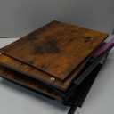 Huuger Night Stand Set of 2, Nightstand with 2 Drawers, Bed Side Table with Open Shelf, Wooden Top, End Table, Fabric Drawer, for Bedroom, Rustic Brown and Black