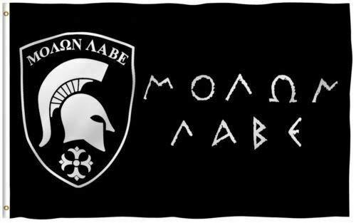 3X5 Molon Labe Flag Black Greek Spartan Come and Take it Flag 3'x5' Grommets 3X5 Molon Labe Flag Black Greek Spartan Come and Take it Flag 3'x5' Grommets