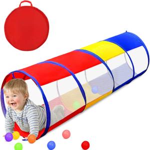 Kids Play Tunnel for Toddlers 1-3, 6 Foot Baby with 2 Mesh Sides Pop Up Crawling Toys 1 3 4 Year Old Girl Boy Birthday Gift, Indoor Outdoor Toddler Children or Dog
