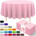 10 Pack Premium Disposable Plastic Tablecloth 84" Round Table Cover for Birthdays Weddings Christmas Anniversary Buffet Table (Pink)
