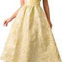 ShawGobow Strapless Corset Dress, Jacquard Formal Midi Dresses for Women, Wedding Guest Cocktail Party Outfits, Small
