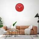 Red Wall Clock 12 Inch Silent Non-Ticking Battery Operated Quality Quartz Round Wall Clock Modern Decor Clock for Home Bedroom