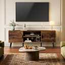 SUPERJARE TV Stand for 55 Inch TV, Entertainment Center with Adjustable Shelf, 2 Cabinets, TV Console Table, Media Console, Solid Wood Feet, Cord Holes, for Living Room, Bedroom, Rustic Brown, 53.9"