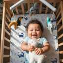 Plushii Crib Sheets for Baby Boys 3 Pack, 28"x 52" Extra Soft Microfiber Crib Sheet Set for Baby Crib Mattress Sheet & Toddler Mattress Pad, Dinosaur & Elephant & Stars
