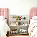 White Desk Hutch for Dorm 2 Tier Desktop Hutch Bookshelf Carbon Steel Metal Shelf Bookcase for Top of Desk Countertop Storage Organizer for University College Dorm Office 36 x 28 x 12 Inch