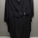 R&M Richards Women's Elegant Formal Sheath Dress | Chiffon Capelet Overlay, Side Slit & Rhinestone Detail | Cocktail Attire Black size 20W