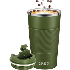 16oz Travel Coffee Mug Spill Proof, Insulated Coffee Mug with Lid, Leakproof Coffee Tumbler,Stainless Steel Vacuum Coffee Cup for Hot/Cold Drinks, Reusable Coffee Cup for Men Women -510ml,Dark Green, 17 Ounces