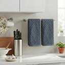 Artoid Mode 2 Pcs Grey 3D Diamond Grid Jacquard Hand Towels for Bathroom, 100% Cotton Soft Absorbent Bathroom Decor Towels, 13.7 x 29.5 Inch