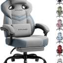 GTPLAYER Gaming Chair, Computer Chair with Footrest and Lumbar Support for Adults, 360-Swivel Big & Tall Reclining Seat for Office or Gaming (Grey)