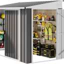 DWVO 8x4 FT Outdoor Weatherproof Storage Shed, Secure Metal Bike Shed w/Lockable Entry, Garden Storage Solution for Lawn Equipment, Tools, Waste Bin, Dark Gray