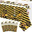 4 Pack Construction Happy Birthday Tablecloth Dump Truck Birthday Table Covers Tractor Plastic Tablecloth Construction Themed Birthday Party Decoration Supplies for Kids Boy 51''x86''