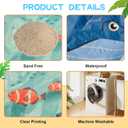 6.5 X 6.5Ft Baby Beach Pool, 2 in 1 Square Portable Cartoon Ocean Theme Toddler Beach Puddle, Waterproof Sandproof Cute Toddler Paddling Pool Beach Blanket with Carrying Bag for Boys Girls