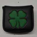 barudan golf Lucky Shamrock Heel Shaft Mallet Cover Square Mallet Putter Cover Headcover Magnetic for Scotty Cameron 6M DB Taylormade Spider S Ping (Black)