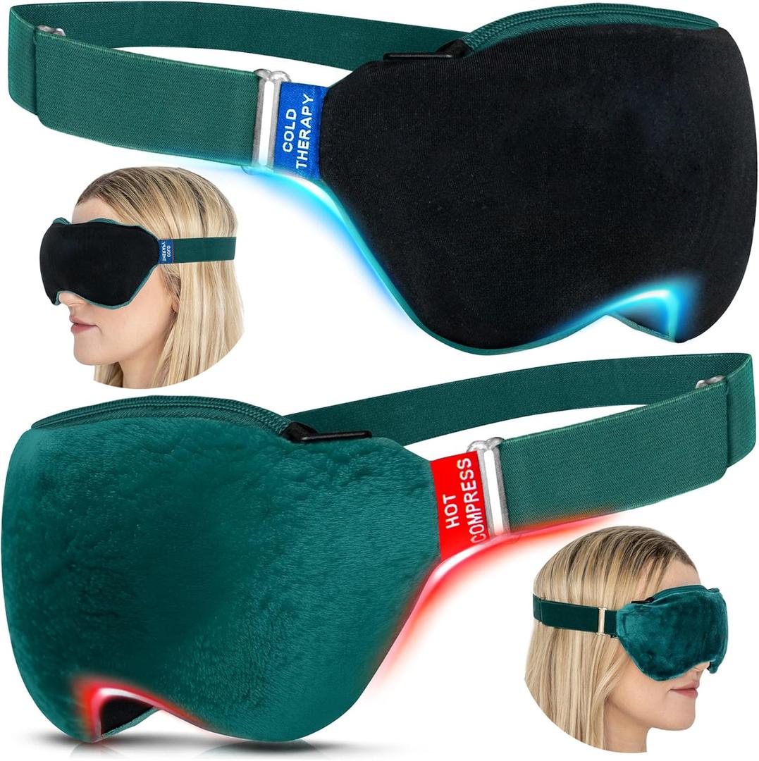 Medi Grade 2-in-1 Heat and Cooling Eye Mask - Microwave Activated Heated Eye Mask for Dry Eyes, Styes and Blepharitis and Integrated Cooling for Puffy Eyes, Dark Circles or Migraines