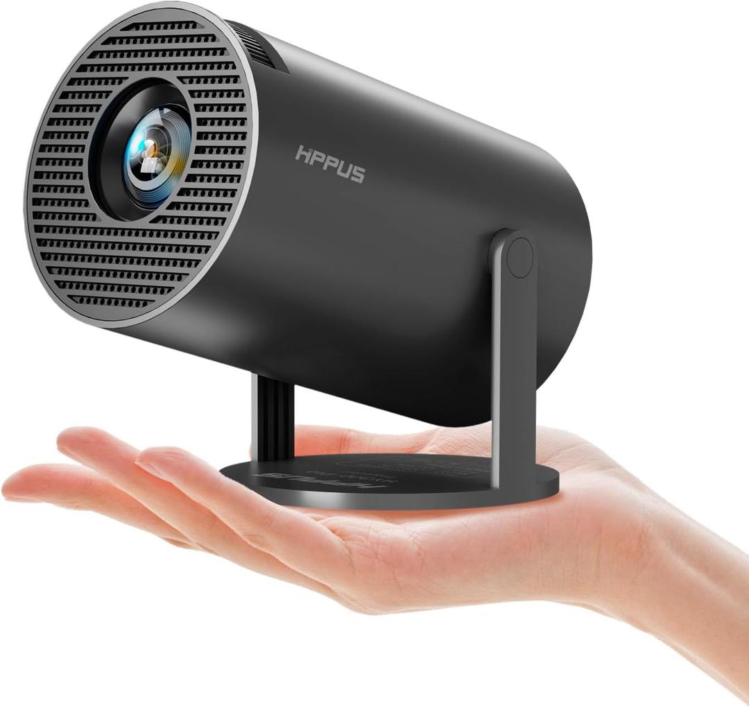 [180Adjustable Stand] Smart Mini Portable Projector with WiFi and Bluetooth, Auto Keystone Upgraded 350ANSI, Android11.0, Ceiling, Outdoor Use, Compatible with TV Stick Smartphone/HDMI/USB(Grey