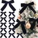Velvet Bows Christmas Bows Twist Tie Bows 12 PCS Premade Bows for Christmas Tree, Wreaths, Gift Basket, Spring Decor, Gift Wrapping, Swag, Wedding (Black)