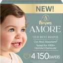 Pampers Amore, Size 4 (15-34 lbs), 150 Count, Our Best Diaper Hypoallergenic & Fragrance Free, Up to 100% Leakproof, Soft as Cashmere