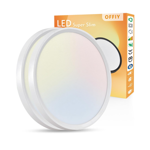 20 Inch Large LED Flush Mount Ceiling Light, 40W, 4350LM, 3000K/4000K/6000K CCT Selectable Super Slim LED Ceiling Light, Close to Ceiling Round Flat Panel Light for Living Room,Kitchen ect，2PK