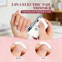 Electric Nail Clipper, Electric Automatic Nail Clippers for Seniors with LED Light & 3 Speeds, Safe Painless Nail Cutter for Seniors, Adults, Kids and Babies for Fingernails and Toenails (White)
