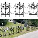 Yaocom 10 Pack Halloween Graveyard Fence, 23.6" x 15.8" Metal Garden Decor