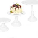 3-Pack White Metal Cake Stand Set, 8/10/12 Inch Tiered Display Stand with Pedestal Base for Wedding, Birthday, Baby Shower, Party Dessert Table