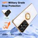 Gritup for Samsung Galaxy S21 Ultra Case: with 2Pcs Screen Protector, 360 Rotation Ring Holder Magnetic Kickstand Plating Gold Edge Soft TPU Shockproof Protective Cover for S21 Ultra, White