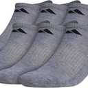 Adidas Men's Athletic Cushioned No Show Socks (6 Pairs) Durable & Comfortable, Size 12-15 (Gray)
