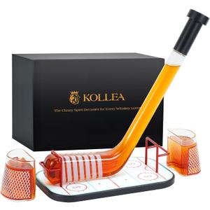 Gifts for Men  Kollea Ice Hockey Whiskey Decanter Set with 2 Hockey Goal Glasses, Unique Ice Hockey Gift for Dad, Husband, Brother, Coach  Birthday, Christmas & Anniversary for Hockey Fans