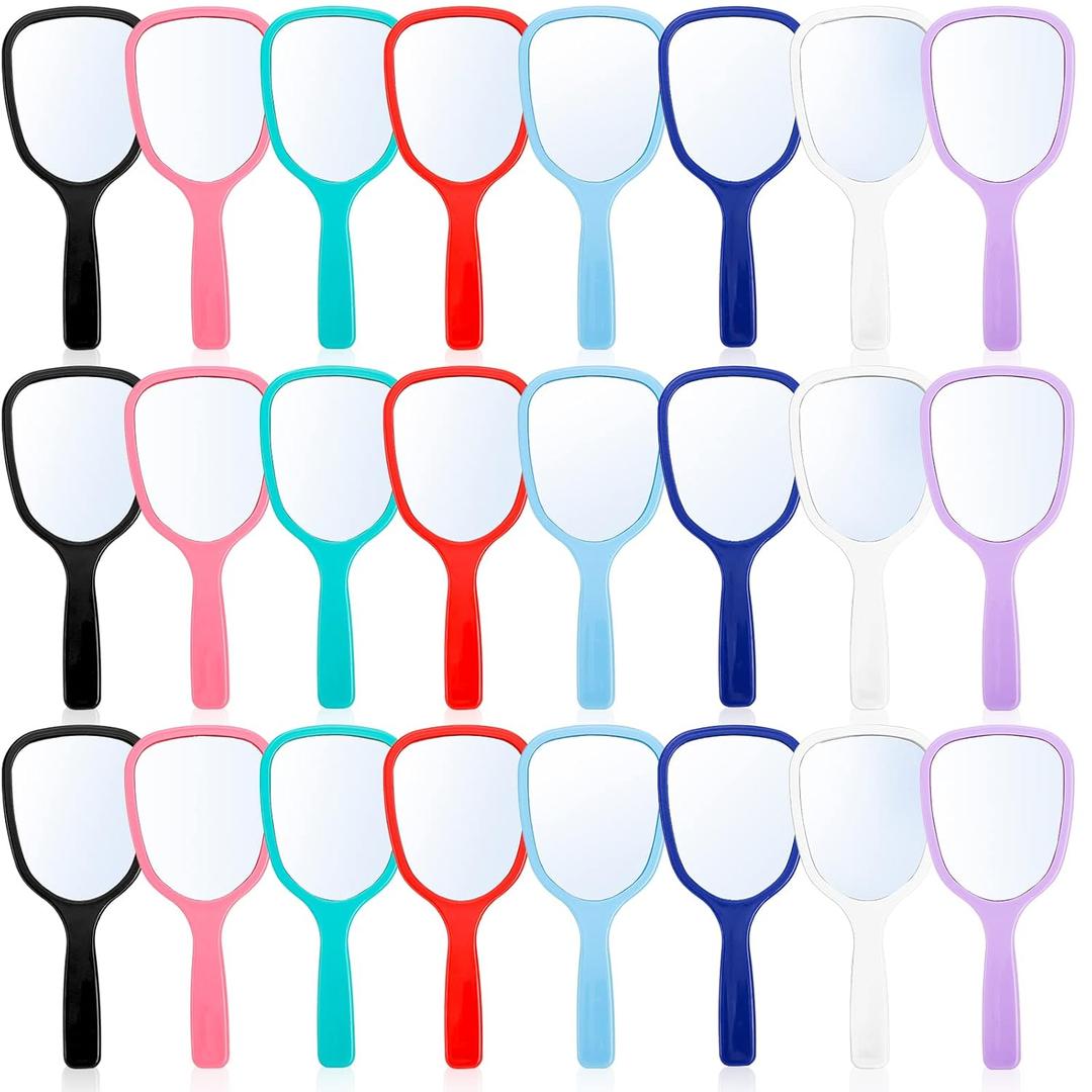 ZOOFOX 24 Pieces Hand Mirror, Small Handheld Mirror with Handle, Compact Makeup Mirror for Travel, Camping, Daily Use