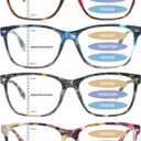Progressive Multifocal Reading Glasses Blue Light Blocking Spring Hinge Readers Pattern Print Eyeglasses for Women