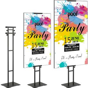 VEVOR Poster Stand, Adjustable Height Up to 75", Double-Sided Heavy Duty Pedestal Sign Holder, Floor Standing Sign Holder Banner Stand with Shock-absorbing Base for Display, for Board and Foam, Black