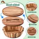 Geiserailie 14" Extra Large Acacia Wood Salad Bowl Set, 2-in-1 Serving Bowl