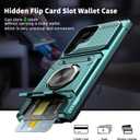 Vofolen for Samsung Galaxy S25 Ultra Case with Card Holder [Store 2 Cards] +360 Rotated Ring Kickstand Dual Layer Heavy Duty Shockproof Wallet Cover for Galaxy S25 Ultra Case for Women Men, Green