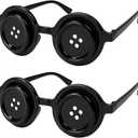 Black Button Eye Glasses, Novelty Costume Accessory for Halloween Dress Up, Cosplay, and Fancy Dress Parties