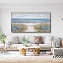 XLSJERST Large Framed Wall Art for Living Room Decor - Farmhouse Boho Beach Coastal Vintage Floral Ocean Wall Picture Flowers Sea Canvas Print Artwork for Home Bedroom Office 29x58, 60 x 30 inches