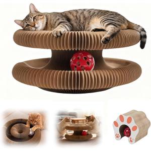 Twisty Paws Cardboard Cat Toy 2025 Upgraded Foldable Cardboard Cat Scratcher, Durable Honeycomb Design 2-in-1 Interactive Toy for Cats Play, Rest & Exercise 