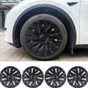Tesla Model Y Wheel Covers 19 Inch 2020-2024 Full Fit Hubcaps with Left-Right Aero Symmetry, Reduced Wind Drag Includes Tire Repair Kit Tesla Model Y Accessories 4 Pack