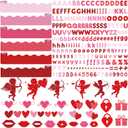 Kosiz Heart Bulletin Board Decoration Set 118 ft Scalloped Large Bulletin Board Borders Classroom Poster Border Trim with 257 Pcs Letter Number Symbol Cutout for Back to School Decor