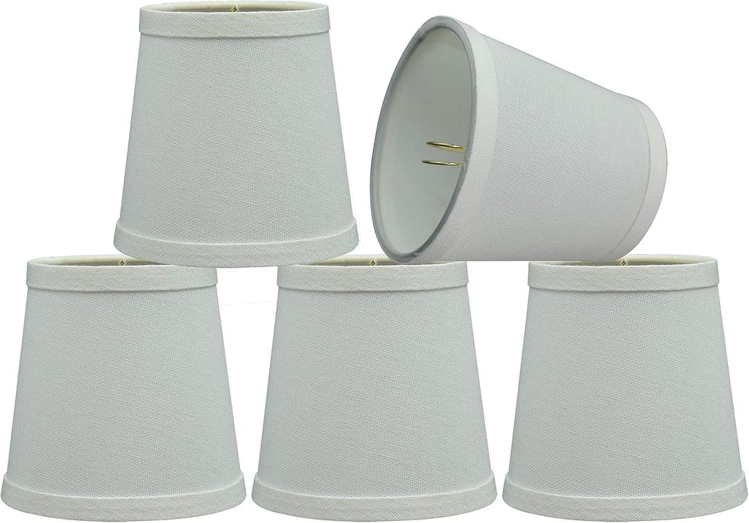 Aspen Creative 32722-5A, Empire Clip-On Chandelier Lamp Shade, White, 3" Top x 4" Bottom x 4" Slant Height, Set of 5