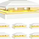 VOLISUN Solar Post Cap Light Outdoor Waterproof 6pack,Solar Fence - Post Lights for 4x4 5x5 6x6 Wooden/Vinyl Post,White Deck Post Cap Light Solar Powered with Warm White for Garden/Patio/Porch