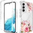 Case for Galaxy A54 5G Case, Samsung A54 5G SM-A546U Case with Tempered Glass Screen Protector, Full Body Floral Bumper Shockproof Protective Phone Cover for Samsung Galaxy A54 5G Rose Flower