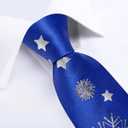 DiBanGu Christmas Ties for Men Snowflake Necktie and Pocket Square Festival Vacation Tie Handkerchief & Cufflinks Set Party (Blue Silver)