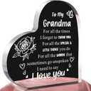 Gifts for Grandma from Grandkids, Best Birthday, Mothers Day Christmas Presents Ideas Heart Shaped Acrylic Block For Grandmother (4.7x4.7x0.6in)