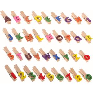 Wooden Clothespins with Colorful Letters and Numbers, Alphabet and Number Clips for Home Decoration, Craft Project, and Office Organization