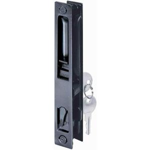 Prime-Line C 1033 Diecast Keyed Patio Sliding Door Handle Set for 1 In. to 1-1/8 In. Thick Sliding Glass Doors, Black (Single Pack)