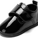 ohsofy Infant Baby Boy Oxford Shoes PU Leather Loafers Rubber and Soft Sole Wedding Dress Shoes Toddler Girl Baby Walking Shoes 3(12-18 Months Toddler, B1_black)