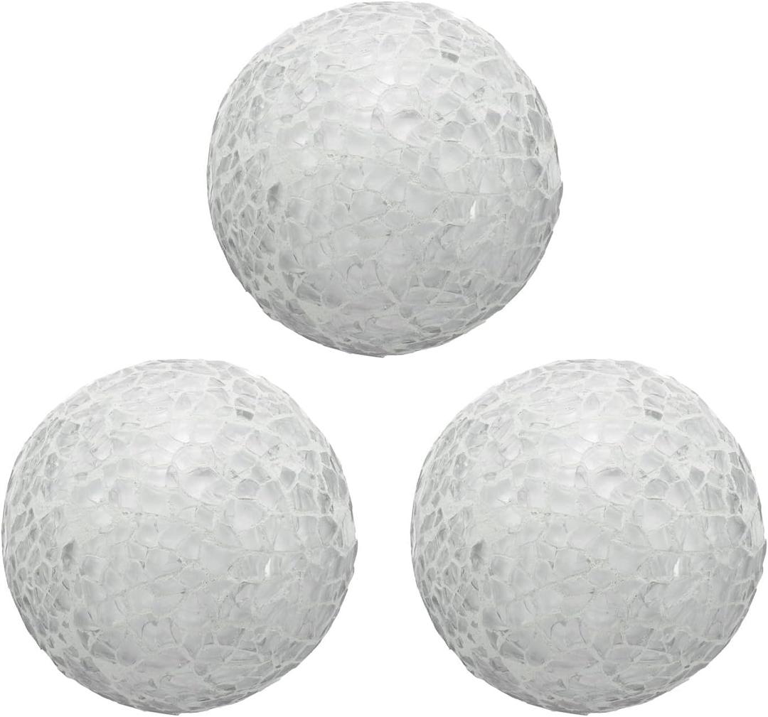 uxcell 3Pcs Decorative Glass Balls 2.36 Inch Orbs Centerpiece Balls Mosaic Glass Ball Sphere for Decor Bowls Vases Dining Table Party, White