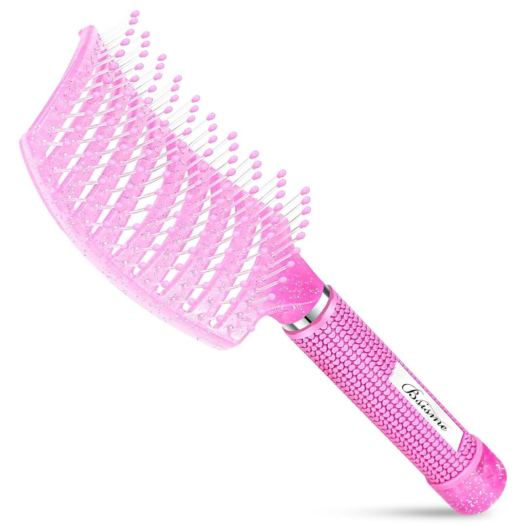 Bsisme Hair Brush with Hair Clips, Vented Brush for Faster Blow Drying, Detangler & Frizz-Free on Women Girls Kids Curly Wet Thick Fine Hair, Ideal Valentine's Day, Mothers Day, Birthday Gift for Her